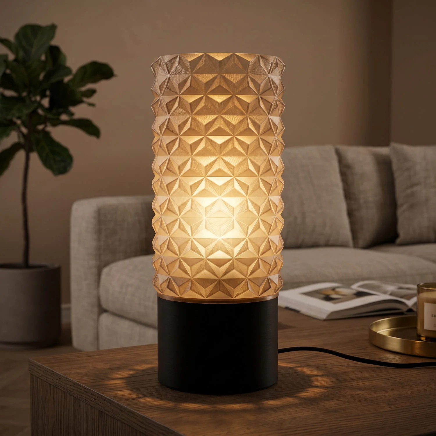 Geometric Glow lampa smeđa visoko postolje