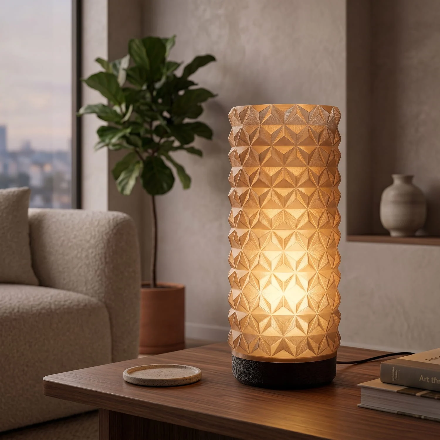 Geometric Glow lampa smeđa