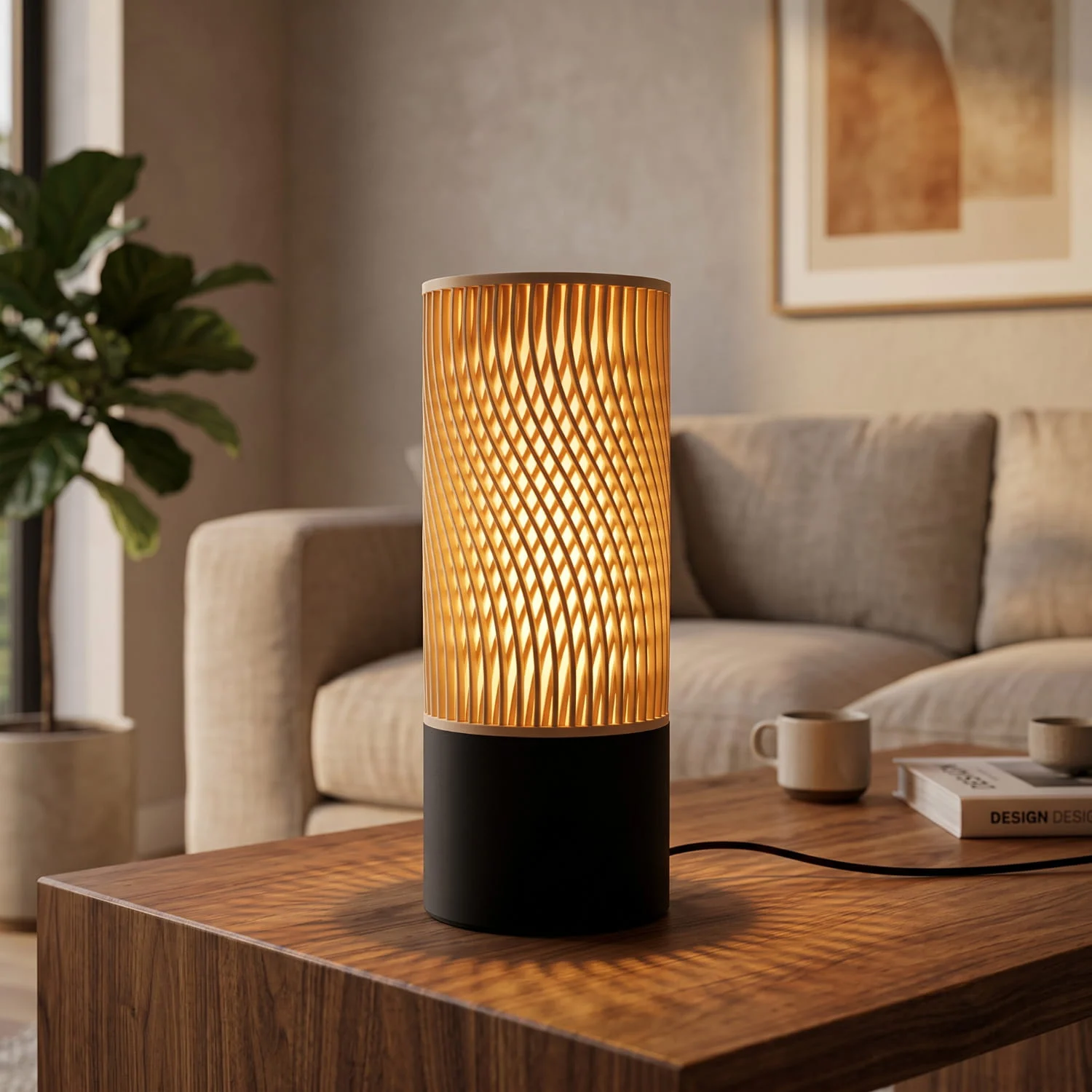 Aurora – dekorativna ambijentalna lampa bež visoko postolje