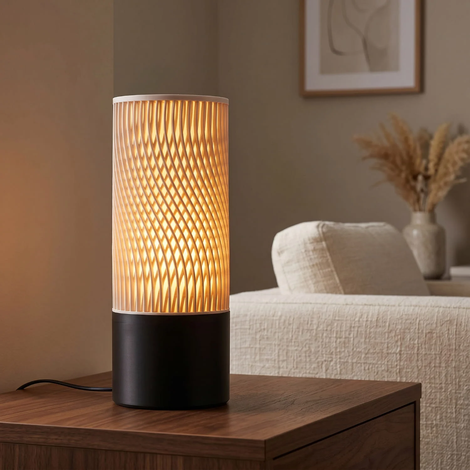 Aurora – dekorativna ambijentalna lampa bež visoko postolje